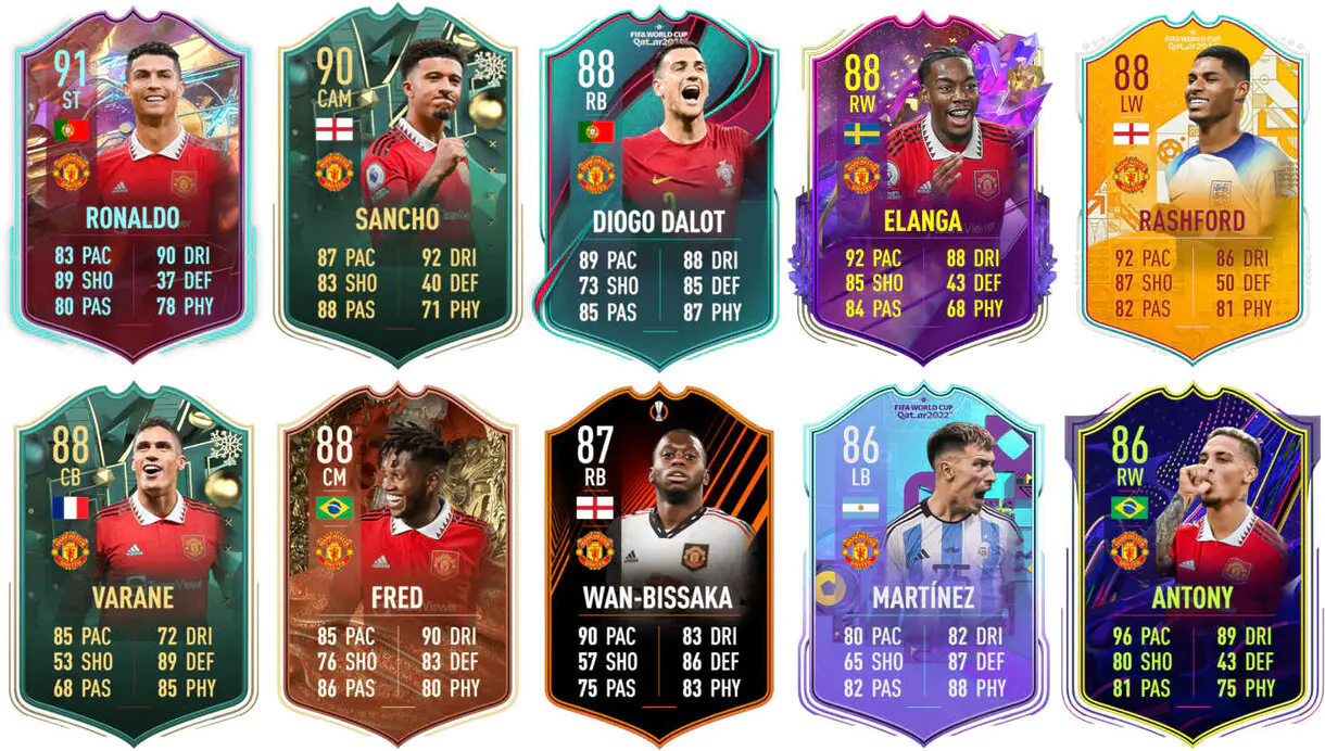 Ejemplos cartas competitivas Manchester United FIFA 23 Ultimate Team