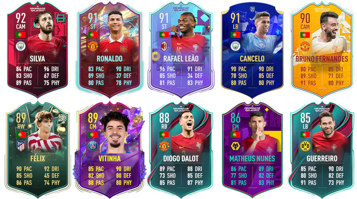 Ejemplos cartas competitivas Portugal FIFA 23 Ultimate Team