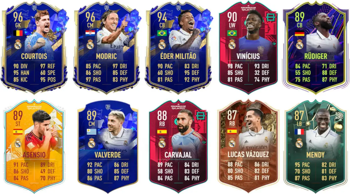 Ejemplos versiones especiales competitivas Real Madrid FIFA 23 Ultimate Team