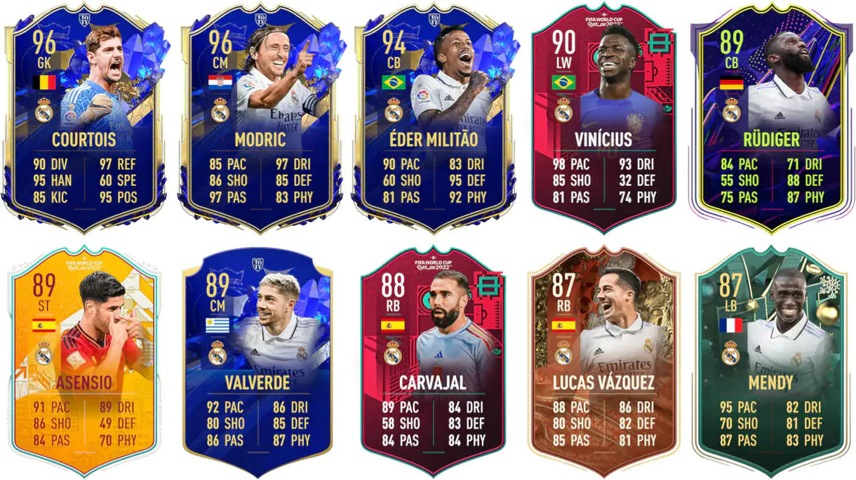 Ejemplos cartas competitivas Real Madrid FIFA 23 Ultimate Team