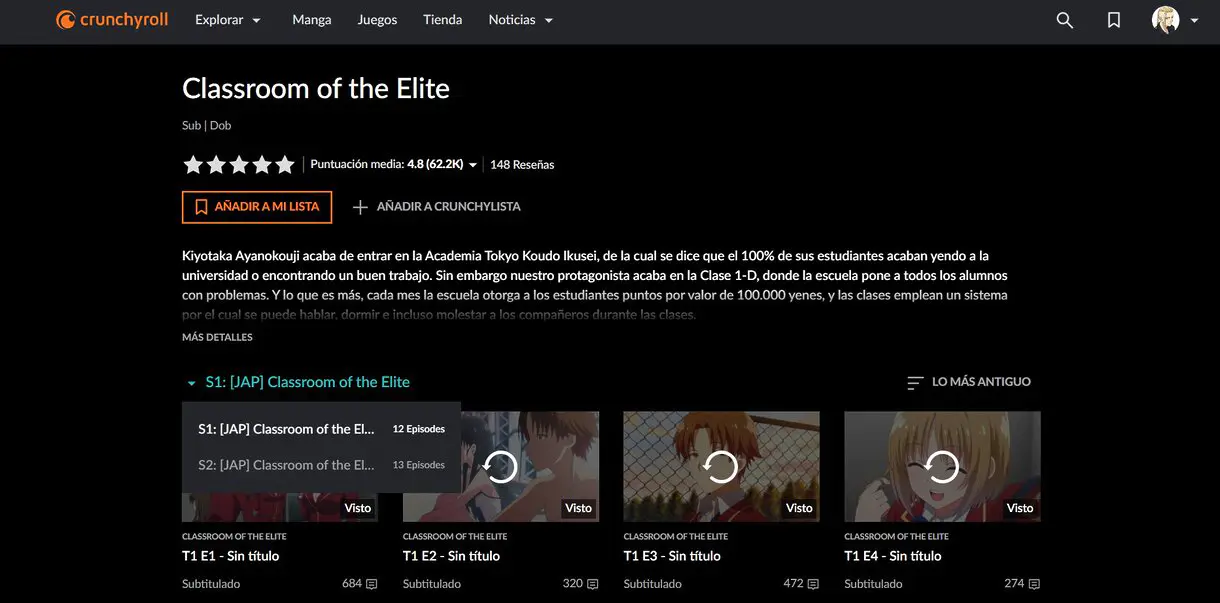 classroom of the elite crunchyroll