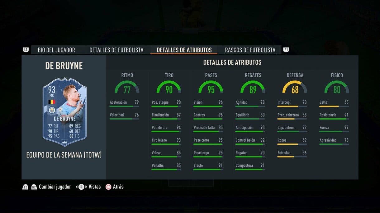Stats in game De Bruyne SIF FIFA 23 Ultimate Team