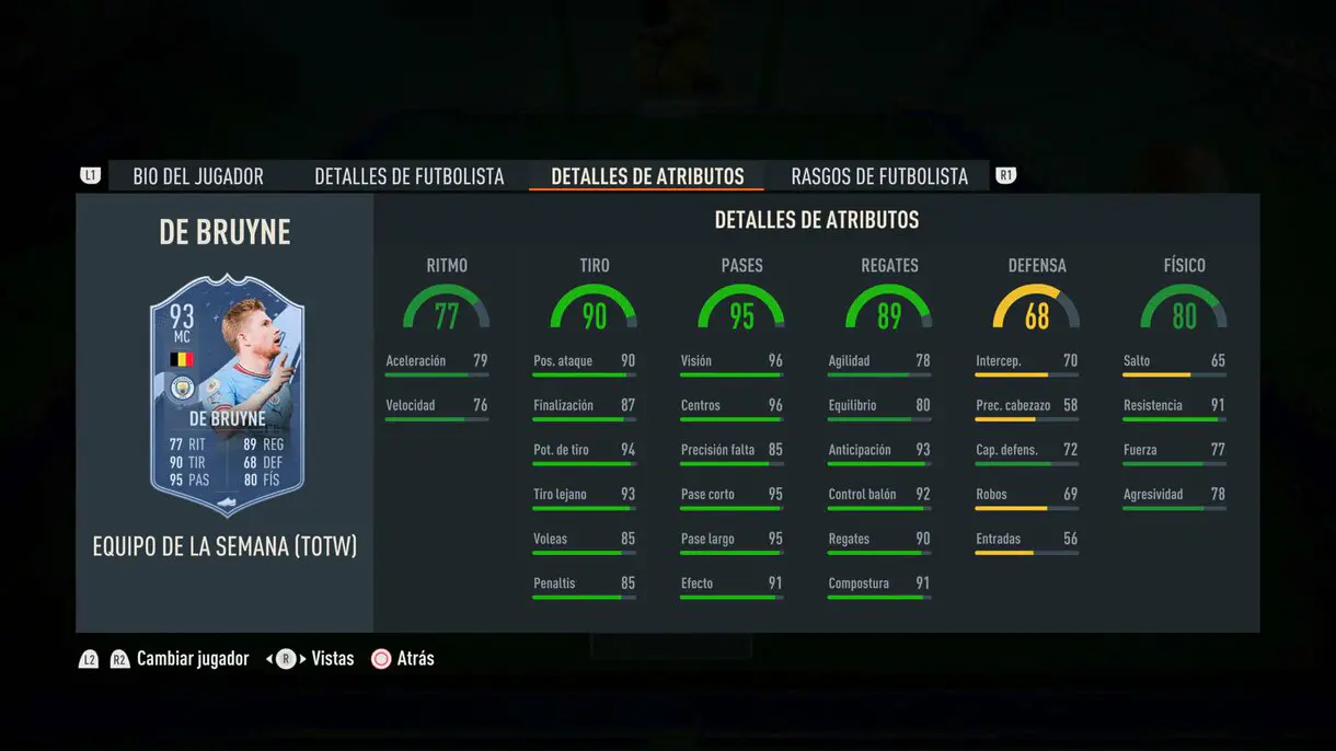 Stats in game De Bruyne SIF FIFA 23 Ultimate Team