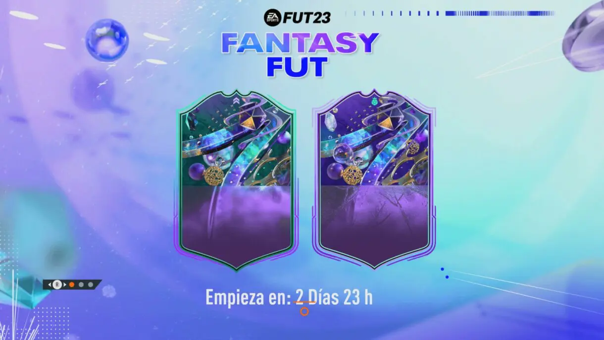 Pantalla de carga FIFA 23 Ultimate Team que confirma la ficha de inicio y las cartas de Fantasy FUT