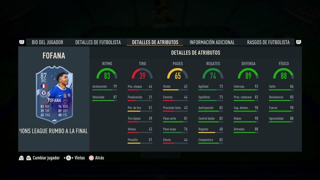 Stats in game Fofana RTTF FIFA 23 Ultimate Team