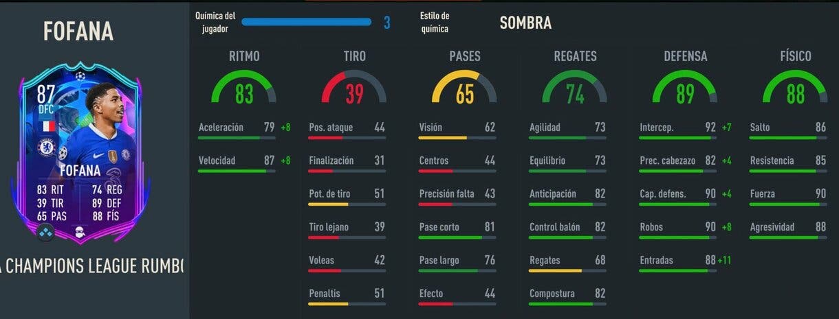 Stats in game Fofana RTTF FIFA 23 Ultimate Team
