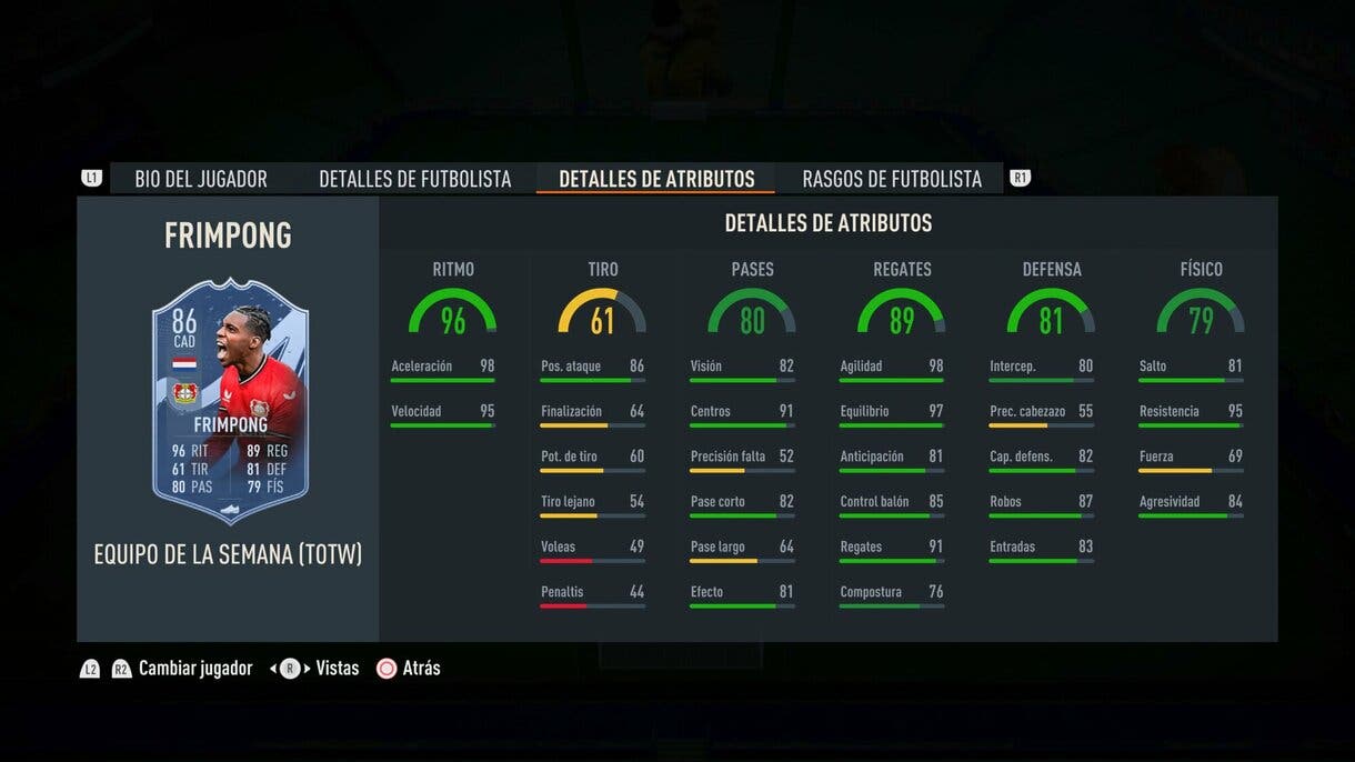 Stats in game Frimpong SIF FIFA 23 Ultimate Team