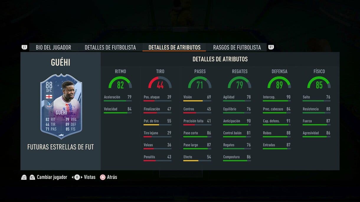 Stats in game Guéhi Future Stars FIFA 23 Ultimate Team