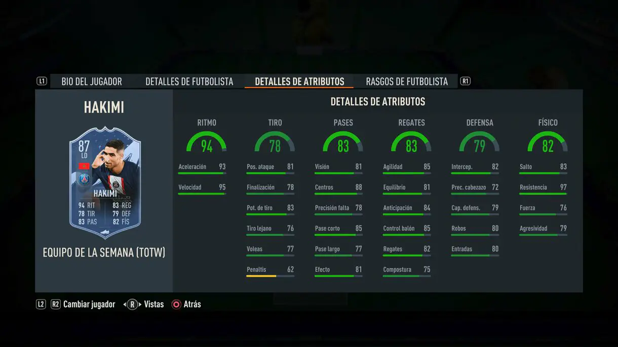 Stats in game Hakimi IF FIFA 23 Ultimate Team