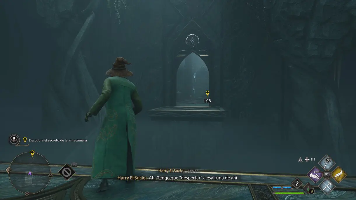 Colócate sobre la fuente de magia antigua para abrir el portal