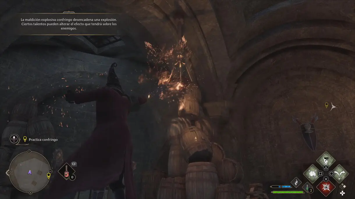 Hechizo Confringo de Hogwarts Legacy