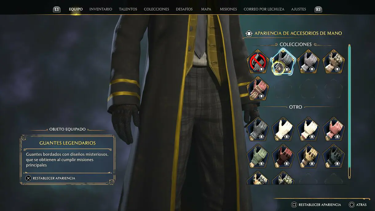 Guantes legendarios de Hogwarts Legacy