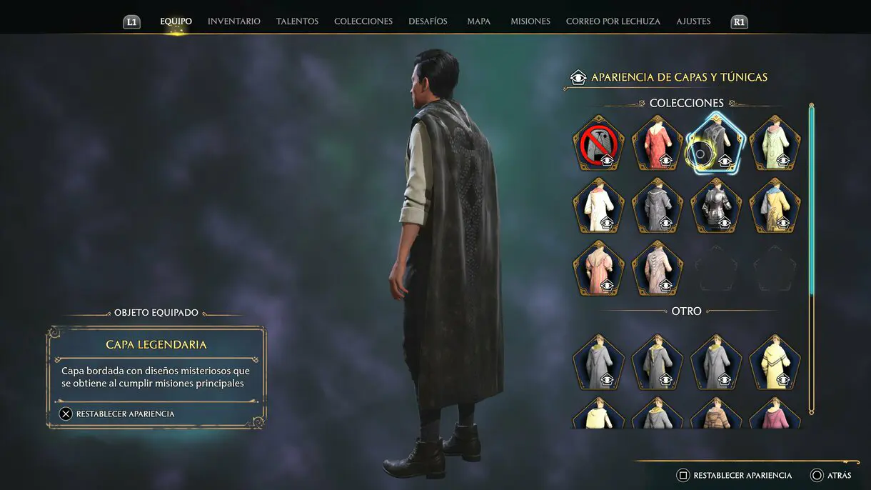 Capa legendaria de Hogwarts Legacy