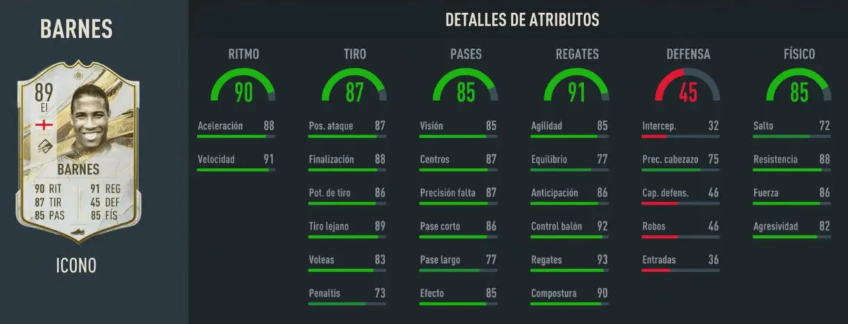 Stats in game John Barnes Icono Prime FIFA 23 Ultimate Team