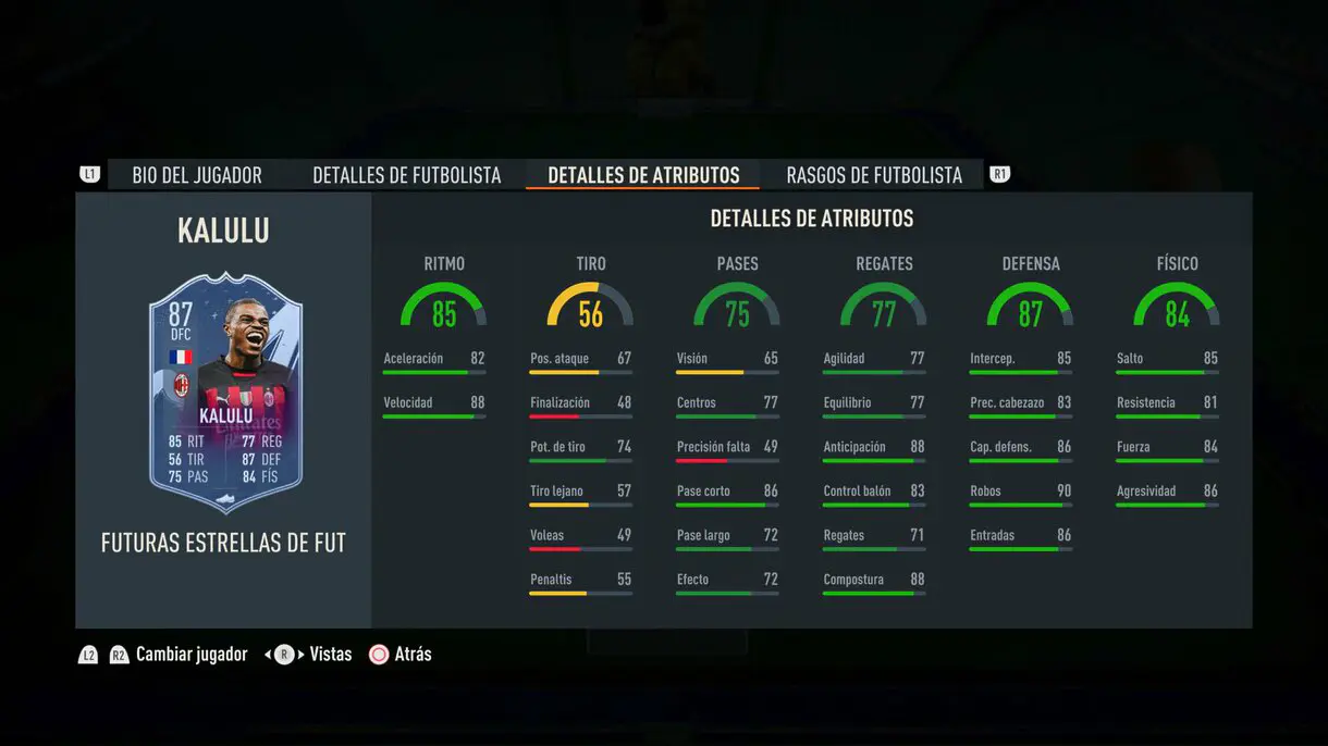 Stats in game Kalulu Future Stars FIFA 23 Ultimate Team