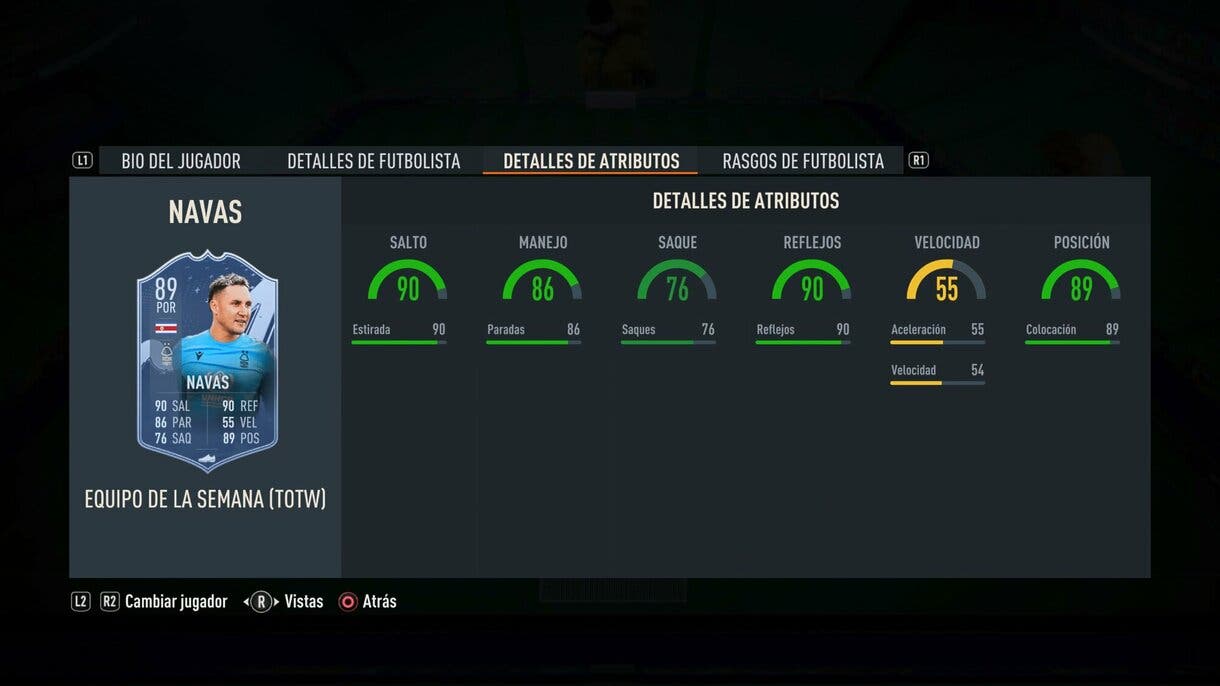 Stats in game Keylor Navas IF FIFA 23 Ultimate Team