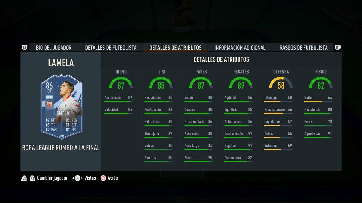 Stats in game Lamela RTTF FIFA 23 Ultimate Team