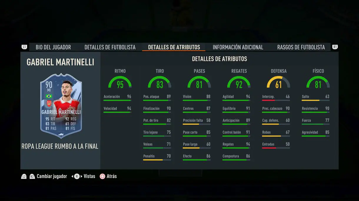Stats in game Martinelli RTTF FIFA 23 Ultimate Team