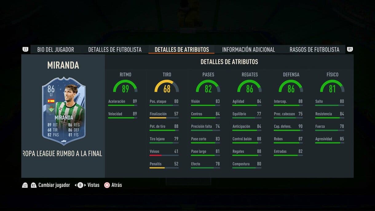 Stats in game Miranda RTTF FIFA 23 Ultimate Team