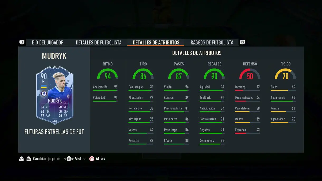 Stats in game Mudryk Future Stars FIFA 23 Ultimate Team