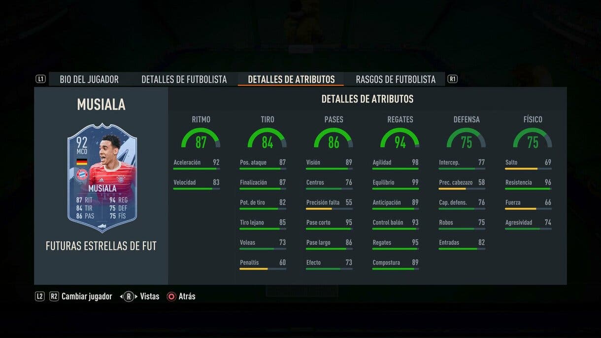 Stats in game Musiala Future Stars FIFA 23 Ultimate Team