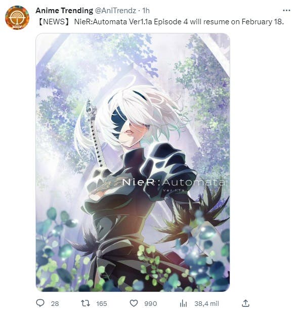 NieR: Automata - Confirmado data de retorno do anime - AnimeNew