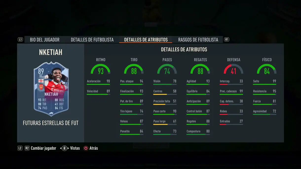 Stats in game NketiahFuture Stars FIFA 23 Ultimate Team