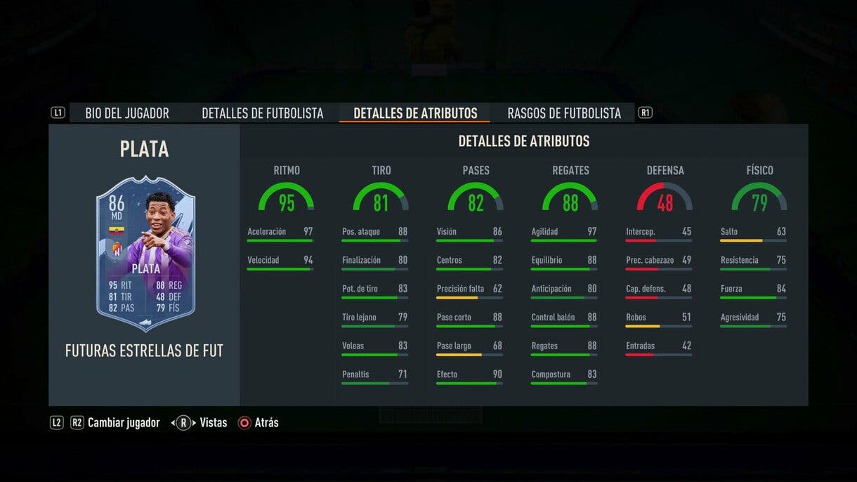 Stats in game Gonazlo Plata Future Stars FIFA 23 Ultimate Team