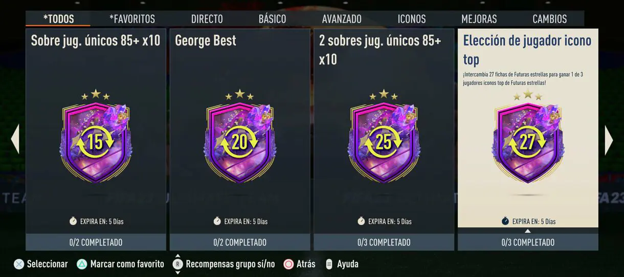 Algunos de los SBC´s de FIFA 23 Ultimate Team para canjear las recompensas de Future Stars Swaps