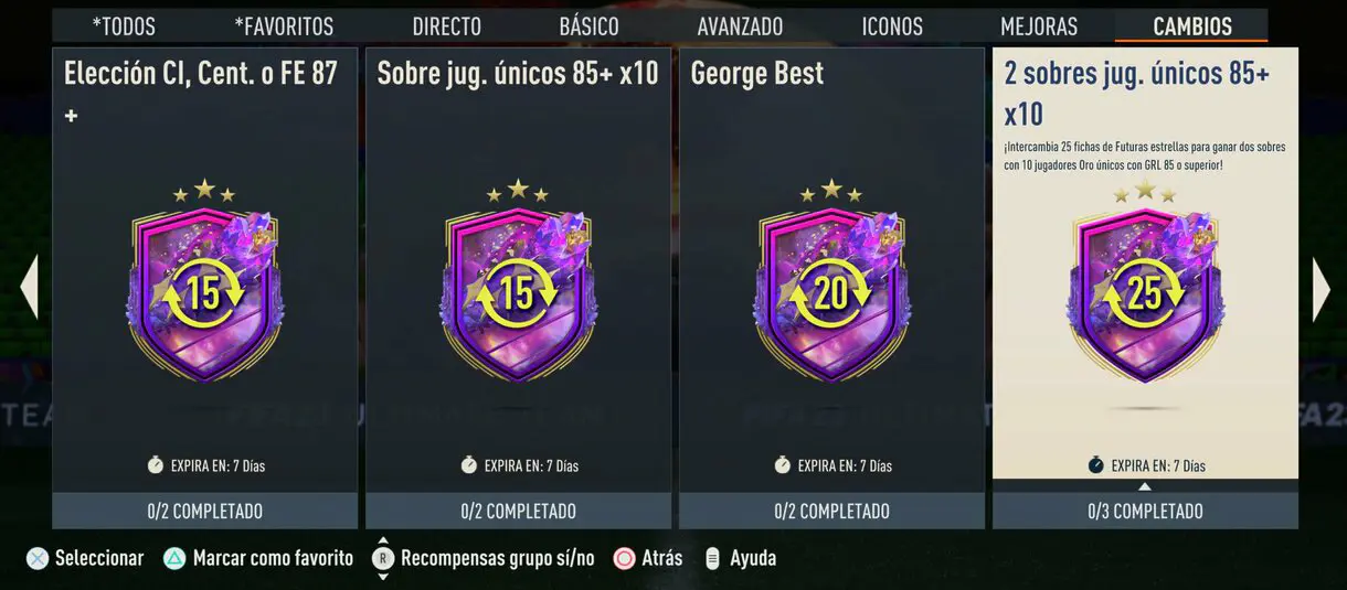 Algunos de los SBC´s de FIFA 23 Ultimate Team para canjear las recompensas de Future Stars Swaps
