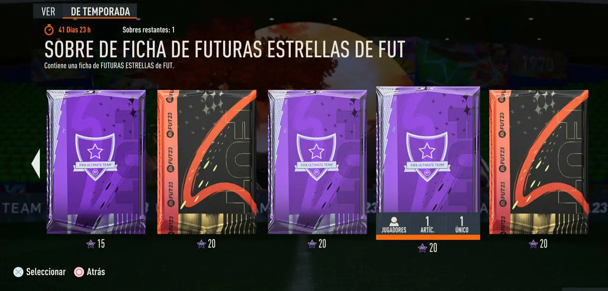 Sobre con token Future Stars Swaps desde el menú de recompensas de FUT Moments en FIFA 23 Ultimate Team
