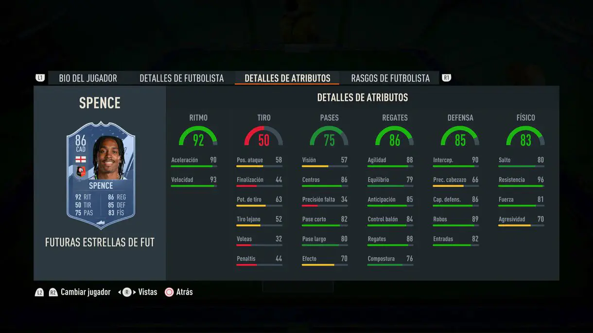 Stats in game Spence Future Stars FIFA 23 Ultimate Team