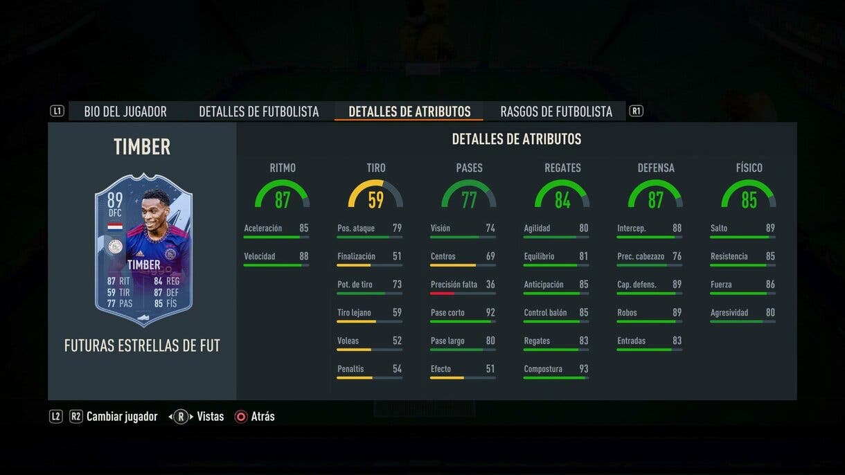 Stats in game Timber Future Stars FIFA 23 Ultimate Team
