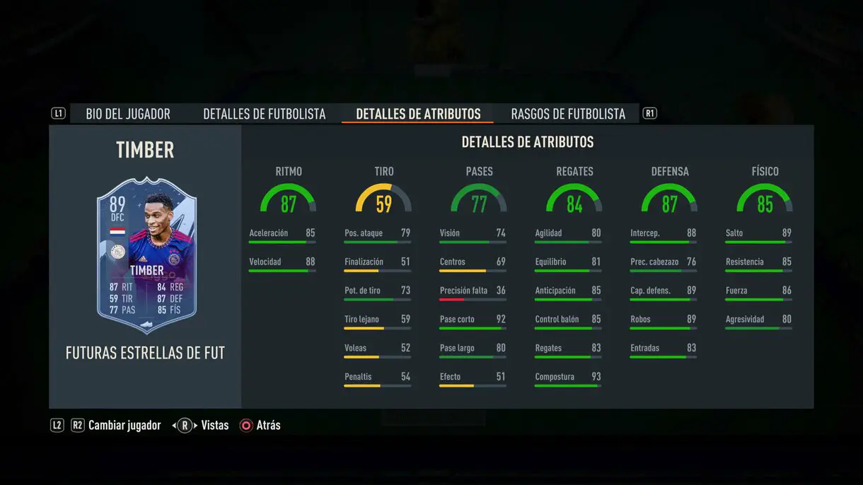 Stats in game Timber Future Stars FIFA 23 Ultimate Team