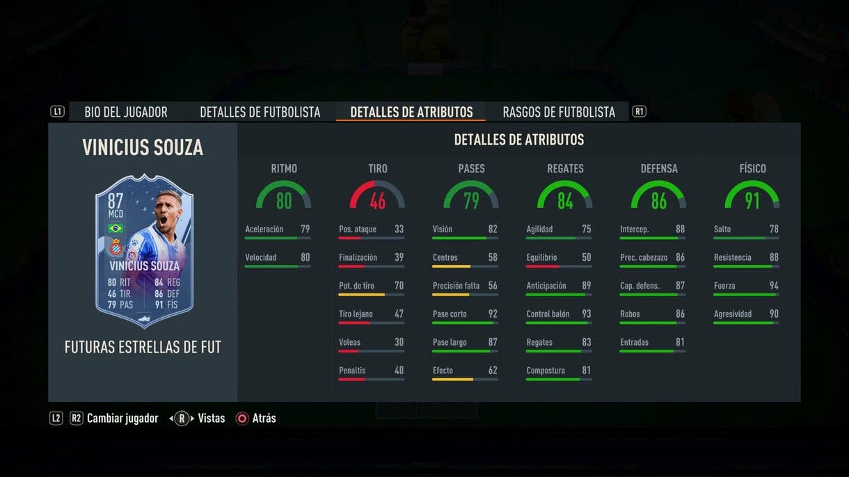 Stats in game Vinícius Souza Future Stars FIFA 23 Ultimate Team