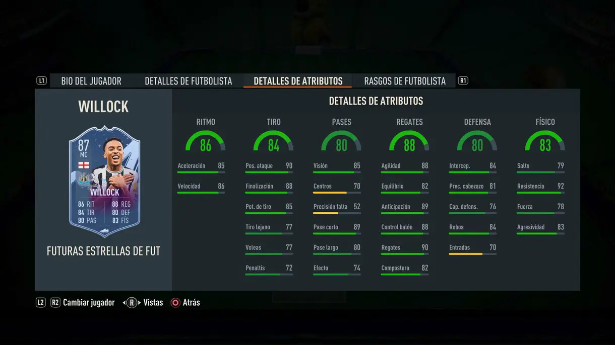 Stats in game Willock Future Stars FIFA 23 Ultimate Team