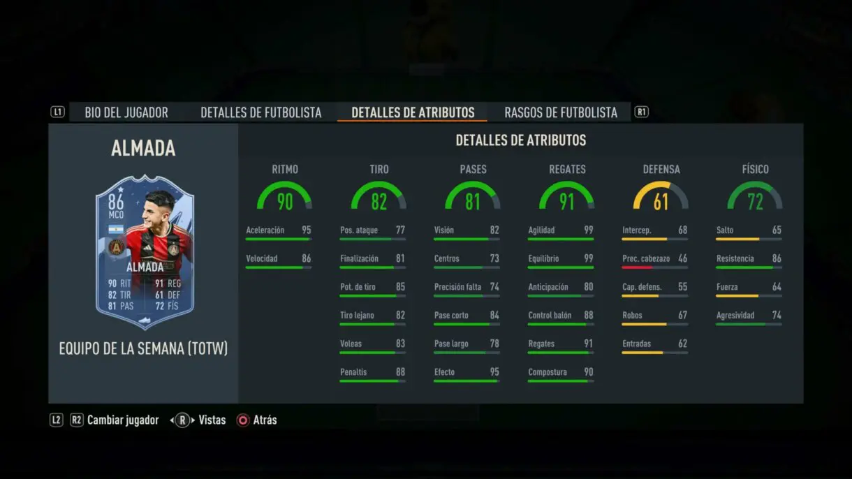 Stats in game Almada IF FIFA 23 Ultimate Team