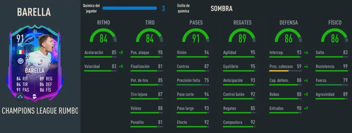Stats in game Barella RTTF FIFA 23 Ultimate Team