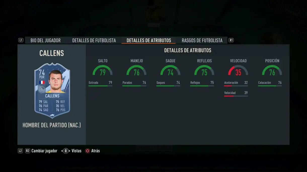 Stats in game Callens MOTM FIFA 23 Ultimate Team