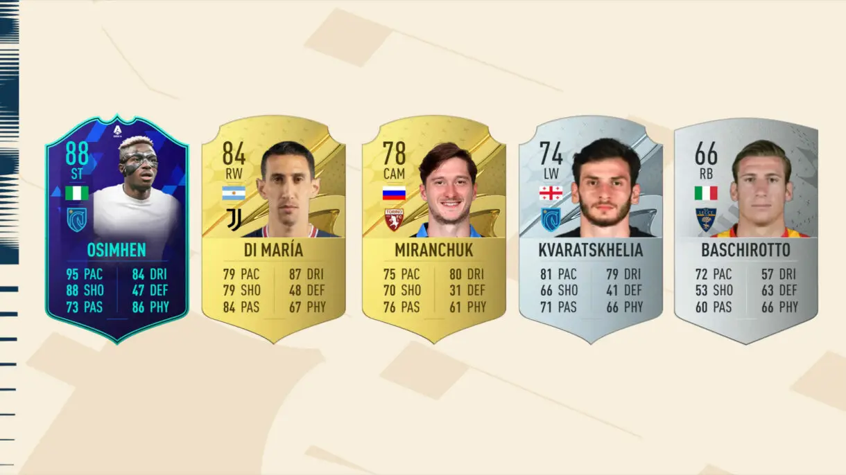 Osimhen POTM y versiones base FIFA 23 Ultimate Team del resto de nominados al POTM de la Serie A