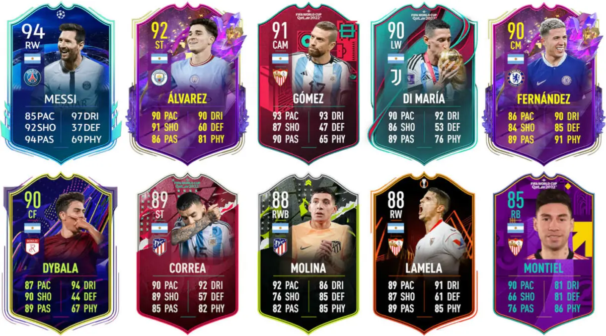 Ejemplos cartas competitivas Argentina FIFA 23 Ultimate Team