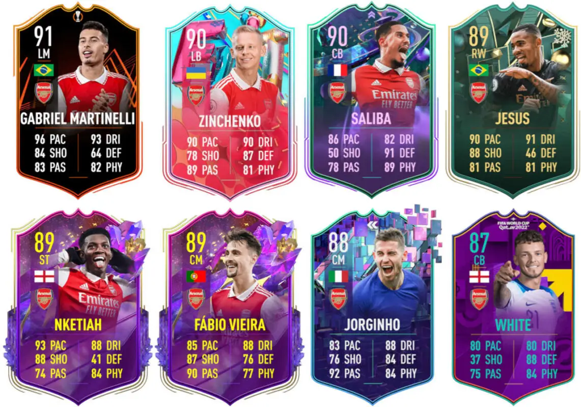 Ejemplos cartas competitivas o usables Arsenal FIFA 23 Ultimate Team
