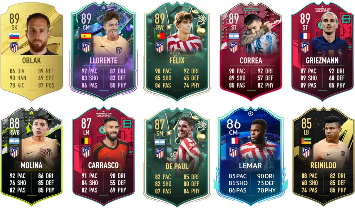 Principales cartas competitivas Atlético de Madrid FIFA 23 Ultimate Team