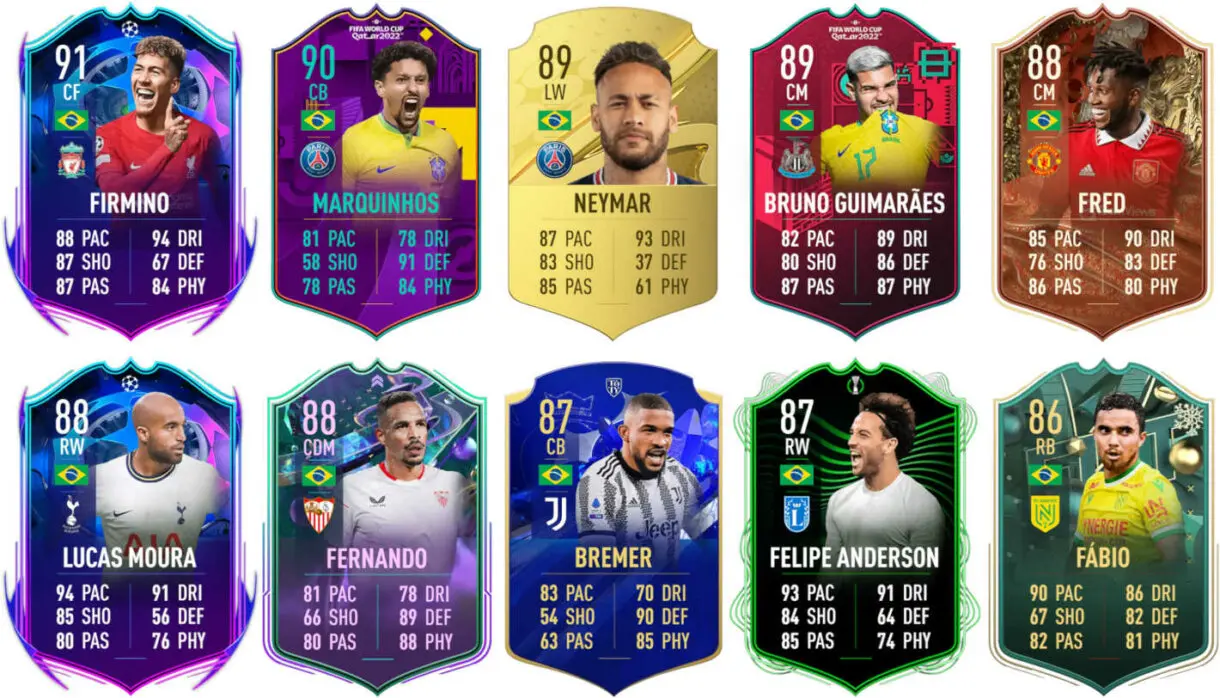 Ejemplos cartas competitivas Brasil FIFA 23 Ultimate Team