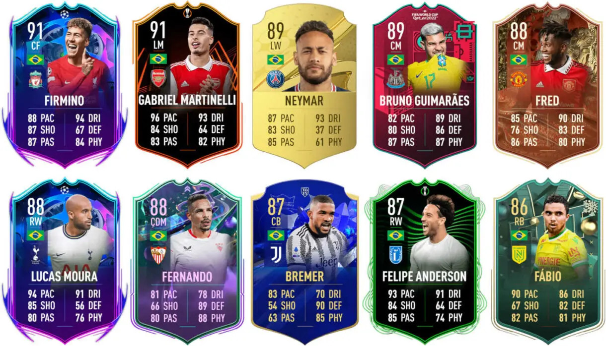 Ejemplos cartas competitivas Brasil FIFA 23 Ultimate Team