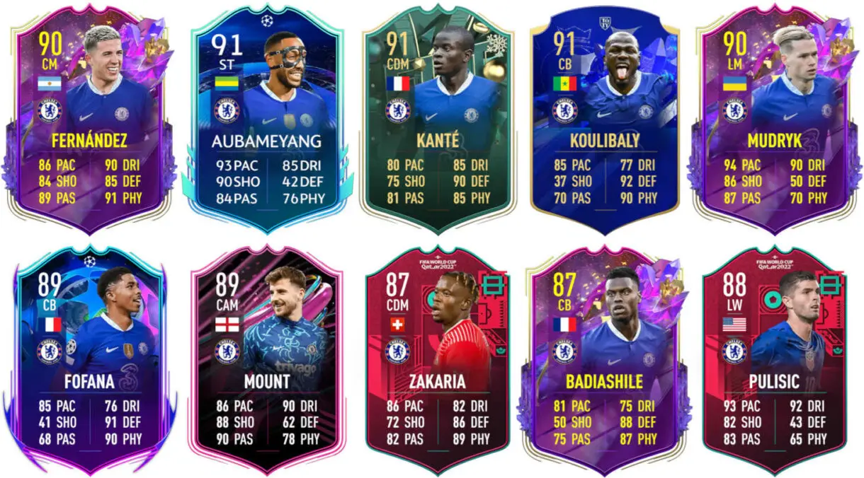 Ejemplos cartas competitivas Chelsea FIFA 23 Ultimate Team