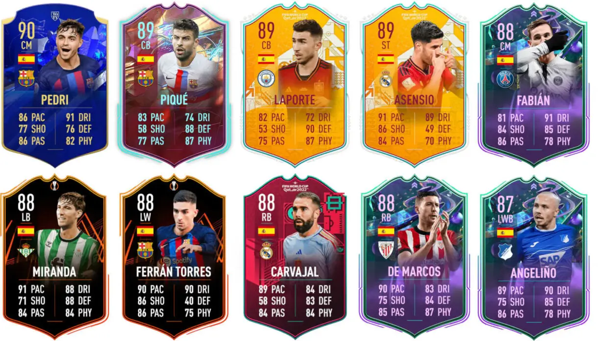 Ejemplos cartas competitivas España FIFA 23 Ultimate Team