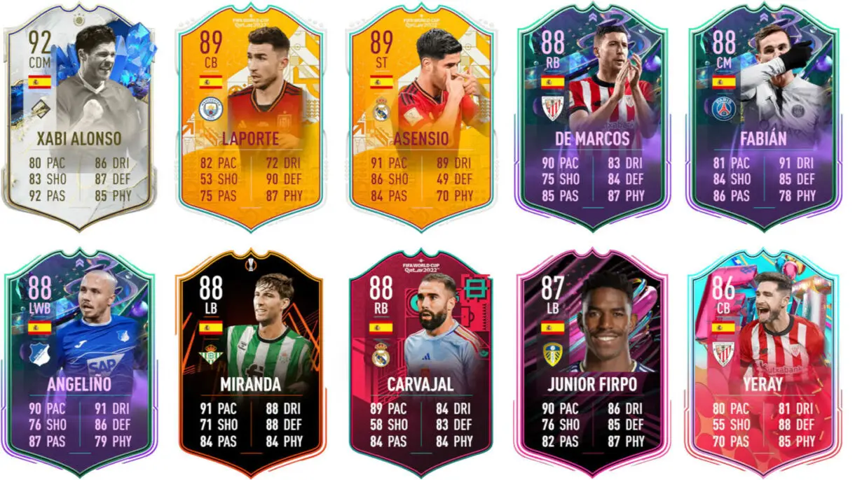 Ejemplos cartas competitivas España FIFA 23 Ultimate Team