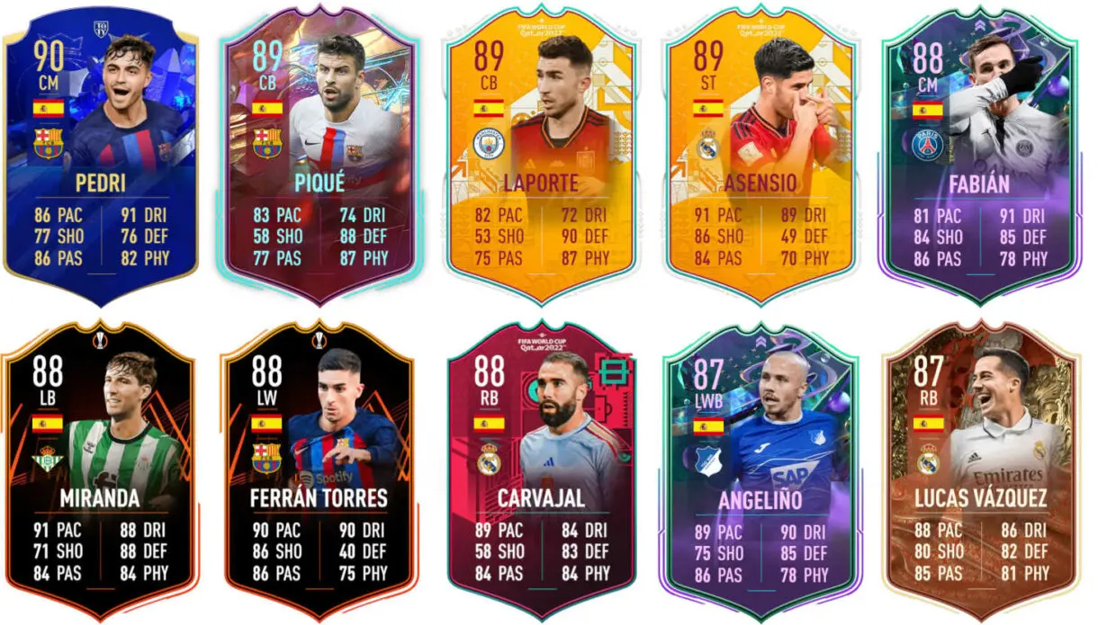 Ejemplos cartas competitivas España FIFA 23 Ultimate Team