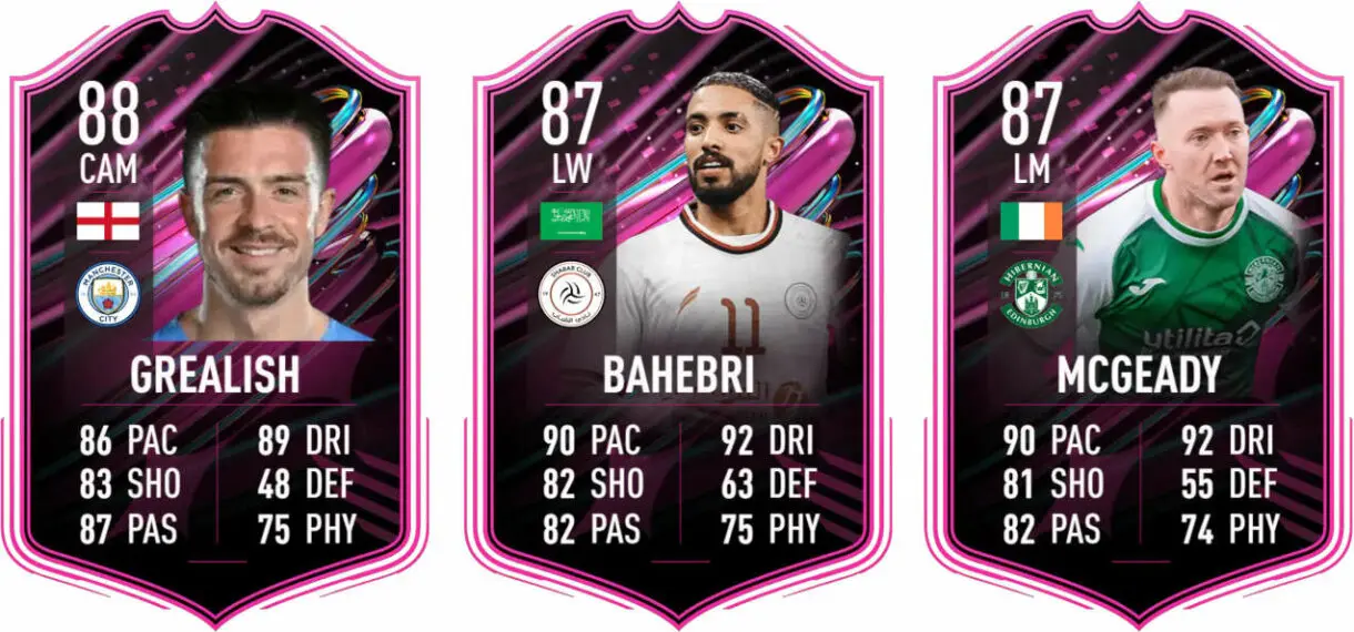 Cartas FUT Ballers Grealish 88, Bahebri 87 y McGeady 87 FIFA 23 Ultimate Team